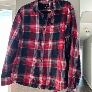 Hurley Red and Black Plaid Casual Shirt